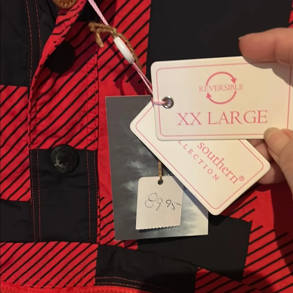 Simply Southern Red and Black Plaid Puffer Jacket - Picture 4 of 6